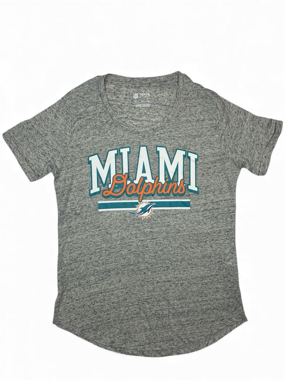 Miami Dolphins Women’s Medium Gray Heather T-Shirt NFL Logo New Without Tags